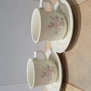 Pfaltzgraff Tea Rose Coffee/Tea Cup And Saucer Set Of 2